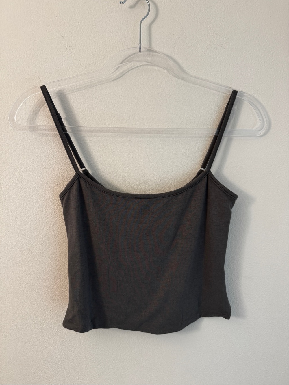 Babyboo Fashion Basics Grey Spaghetti Strap Cropped Tank Top - Size Medium NWOT